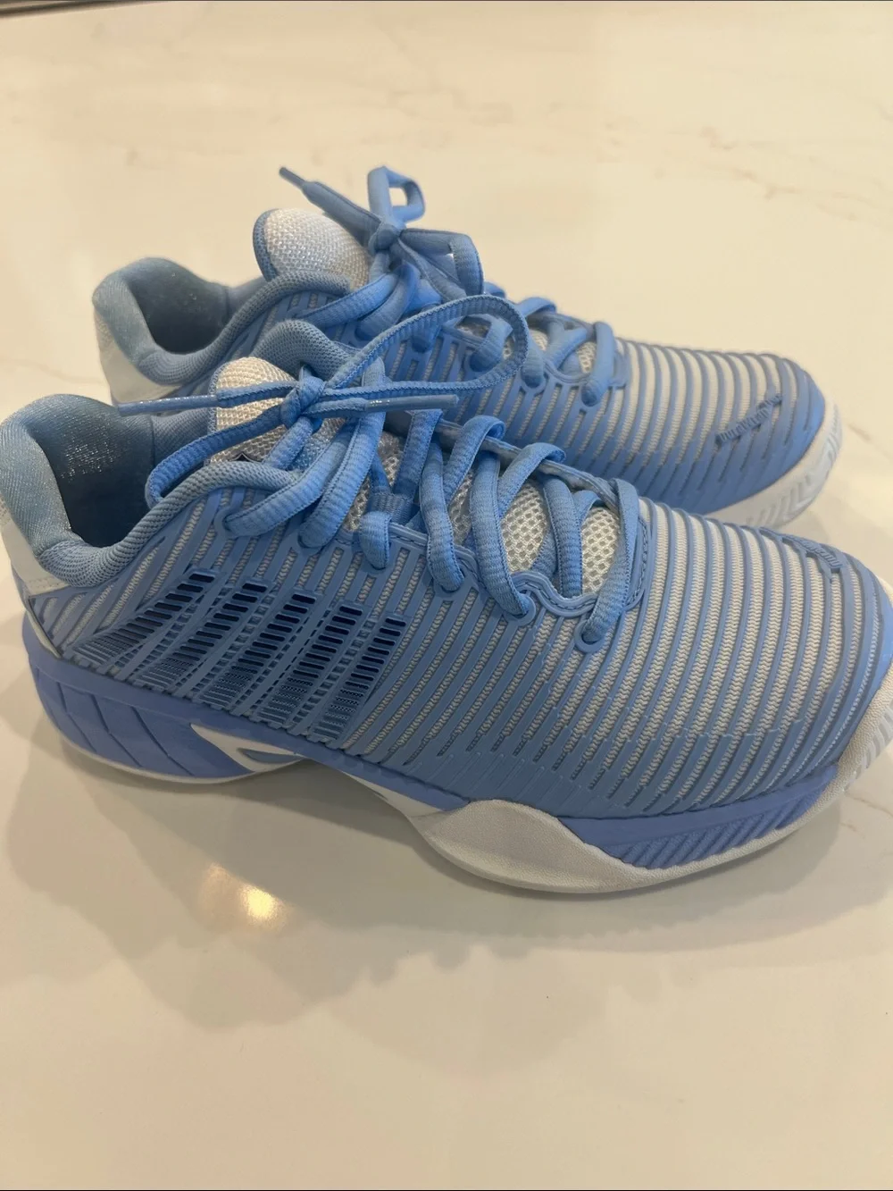 K-Swiss Kids Light Blue and White Hypercourt Tennis Shoes